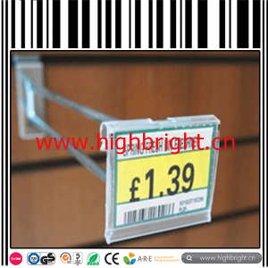 Slatwall Back Steel Wire Retail Display Hook with PVC Price Tag